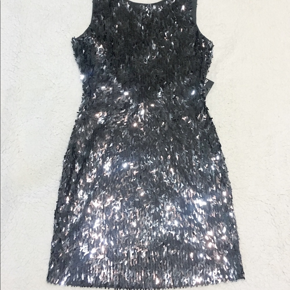 Express sequins open back mini dress